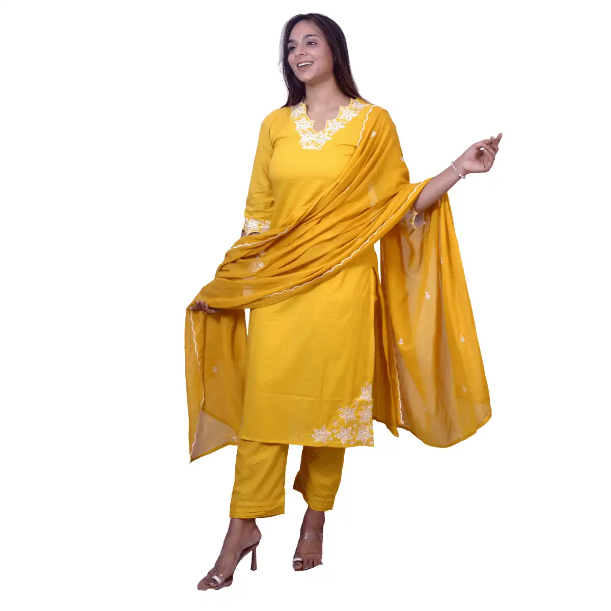 Floral cut work cotton suit set - Image 5