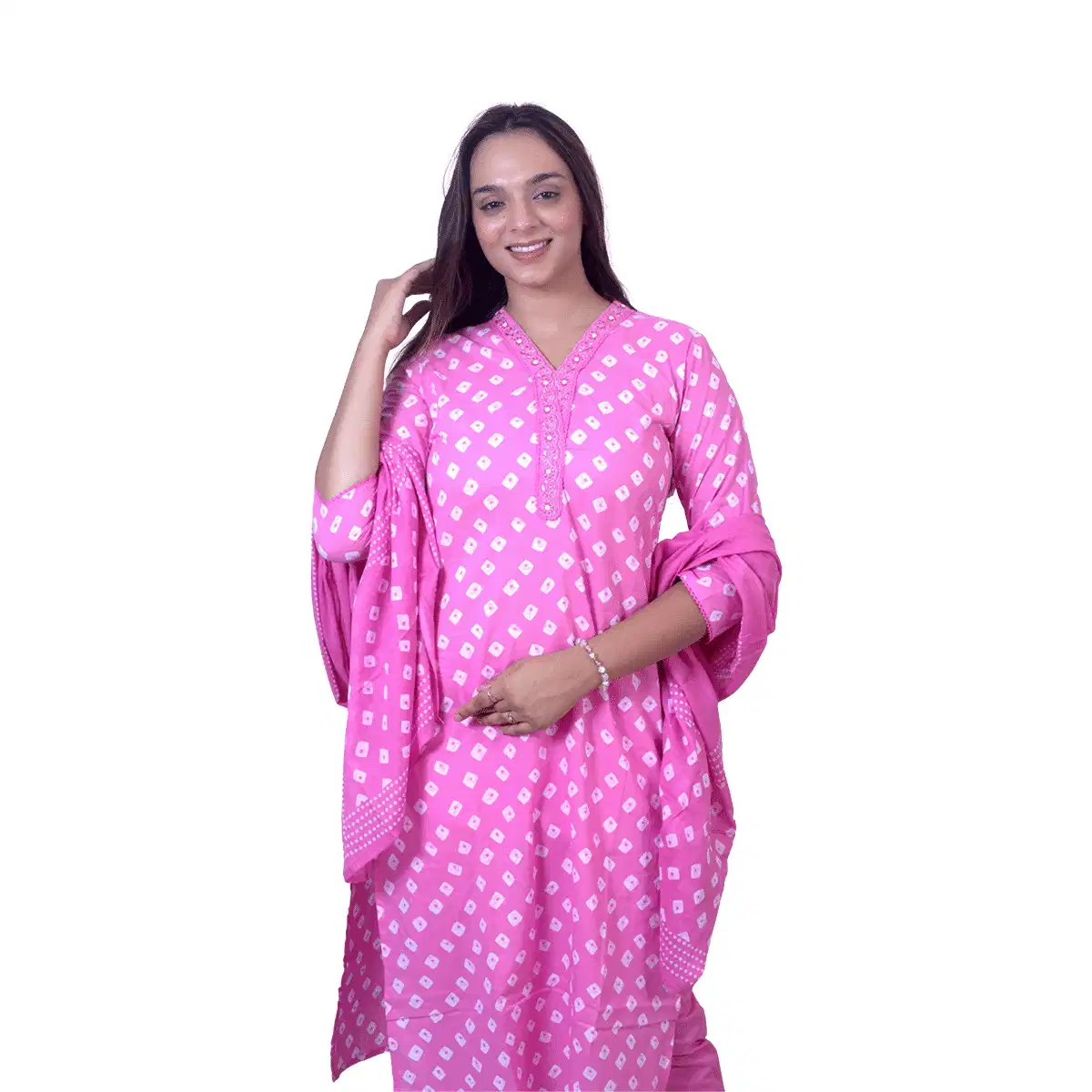 Cotton Kurti set with pant and dupatta - Image 4