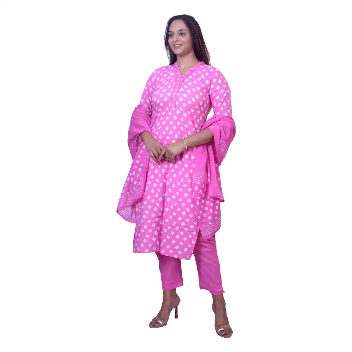 Cotton Kurti set with pant and dupatta - Image 3