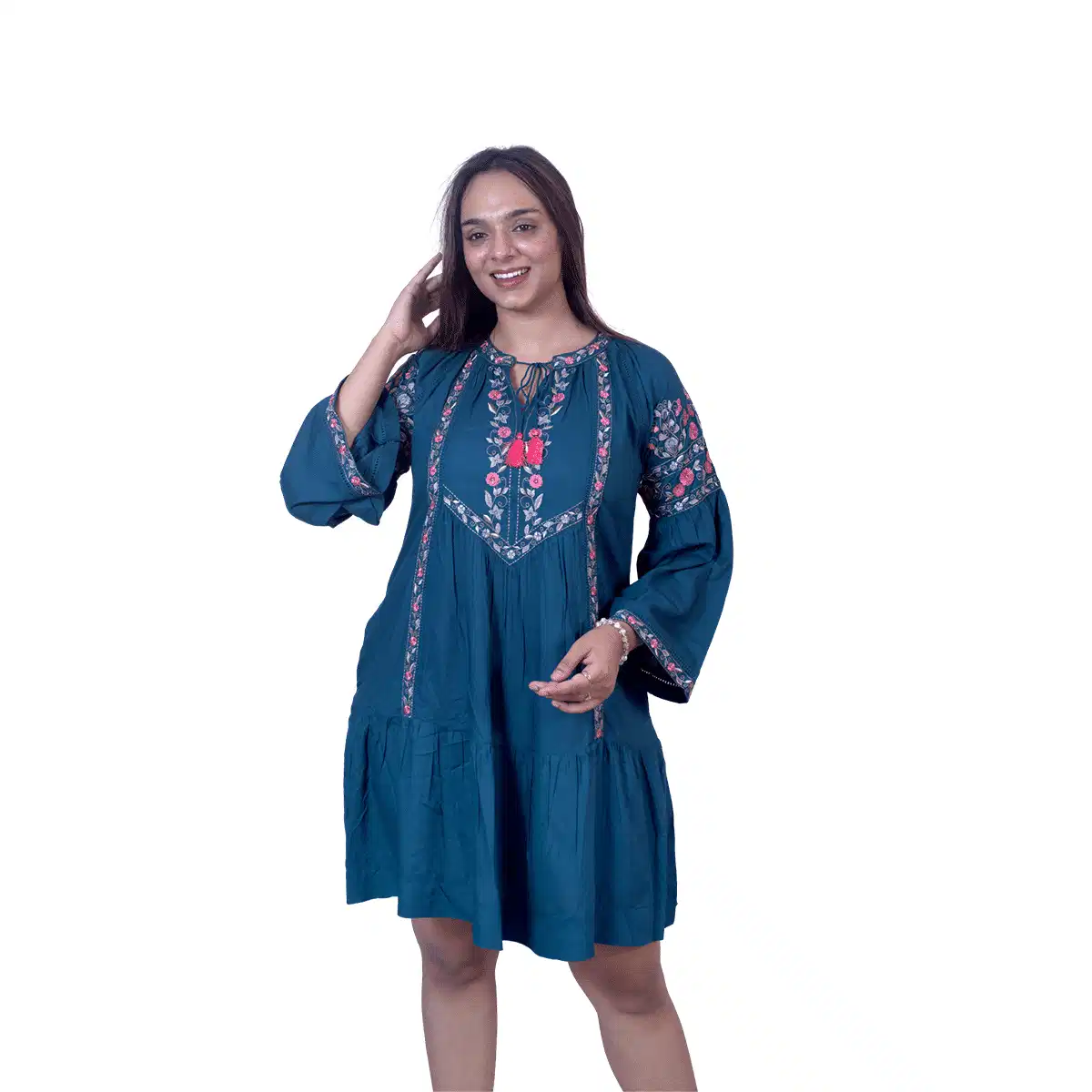 Embroidered short Kurti with bell sleeves - Image 3