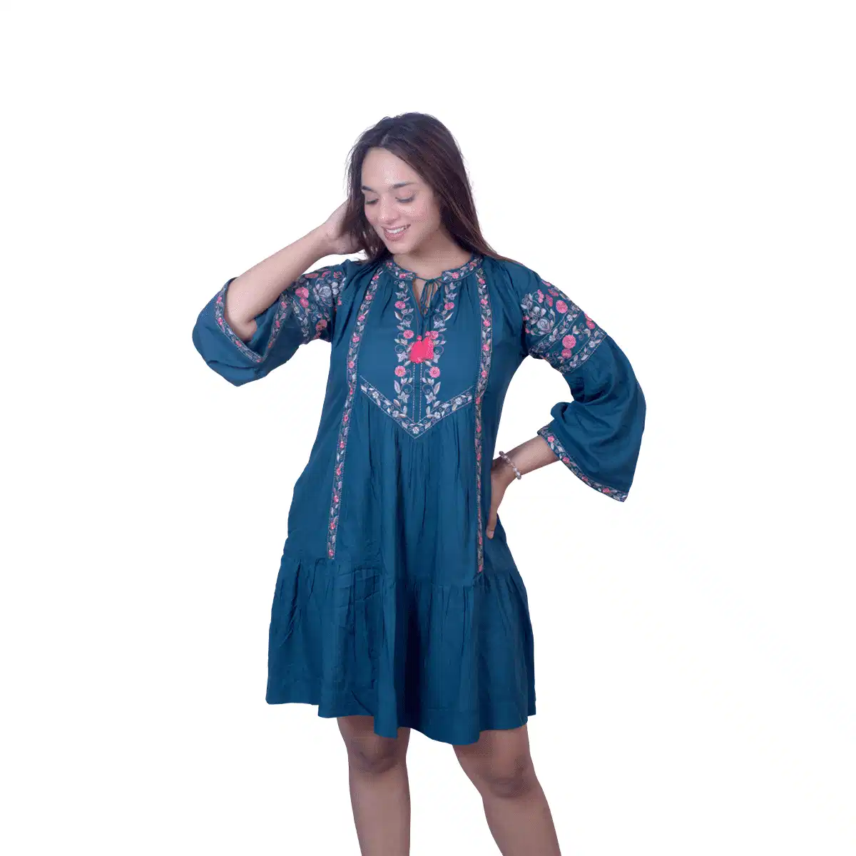 Embroidered short Kurti with bell sleeves - Image 5