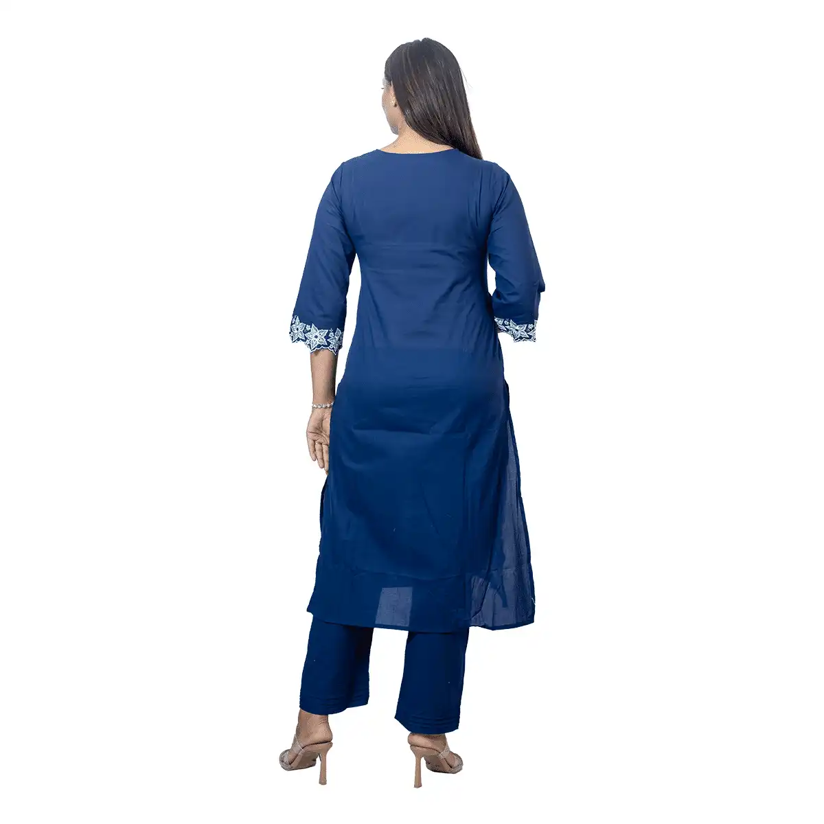 Floral cut work cotton suit set - Image 4